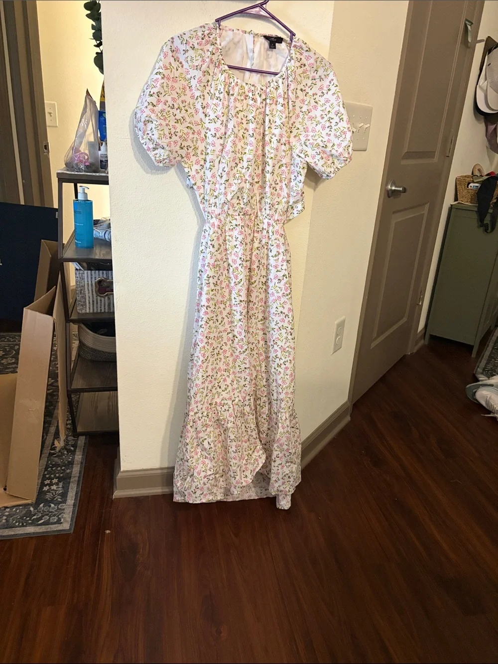 J. Crew Pastel Floral Puff-Sleeve Midi Dress